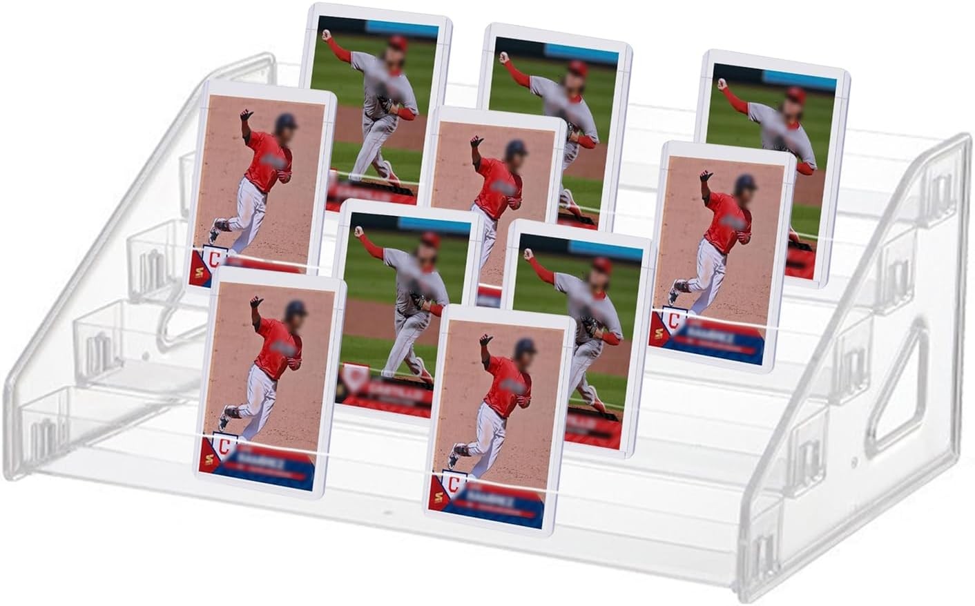 5-Tiered Trading Card Display Holder, Clear Plastic 5 Tier, Transparent