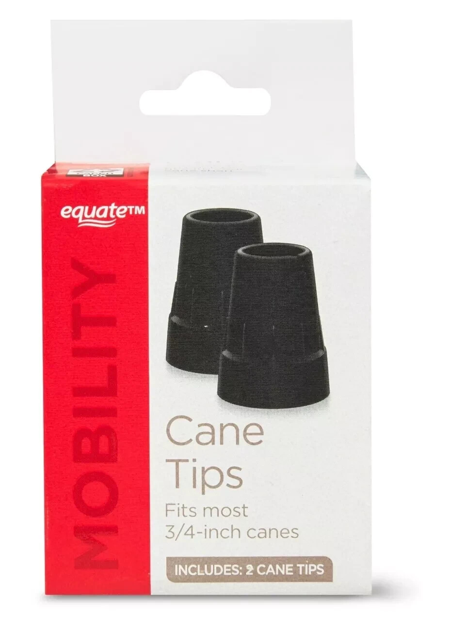 Equate Mobility Cane and Crutch Tips, Fits Most 3/4" Canes, Qty-2 Rubber Tips