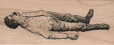 Lying Man 1 1/2 x 3 1/4" Rubber Stamp, Man Stamp, Person Stamp