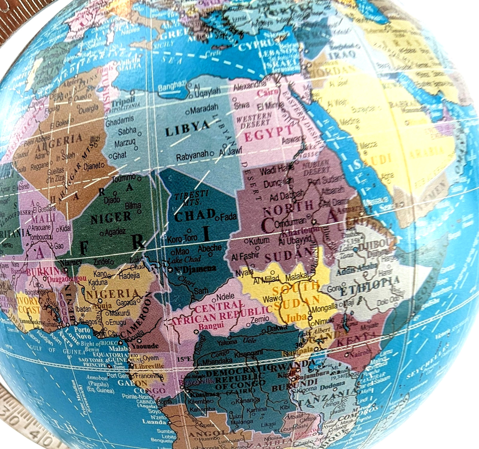 ​Artisan Handmade 10" Chrome World Globe - Modern Desktop Decor - Post-2011