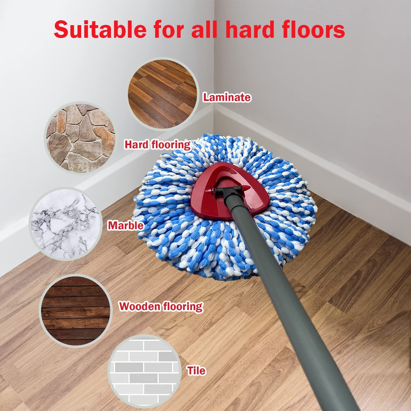 4 Pack Mop Replace Heads Compatible for OCeda, Spin Mop Refill Head Replaceme...