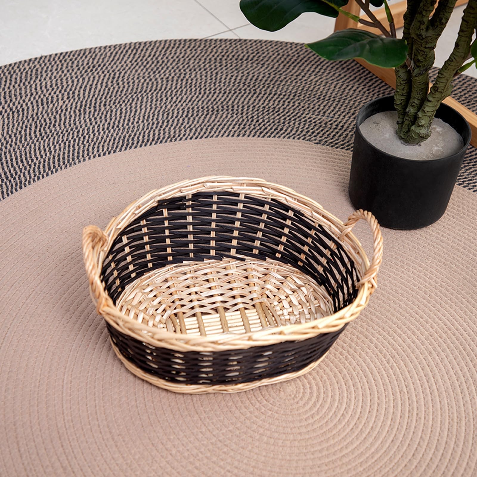 (Three Pack) Willow Bread Basket Rattan Fruit Display Basket for Fruit Vegeta...