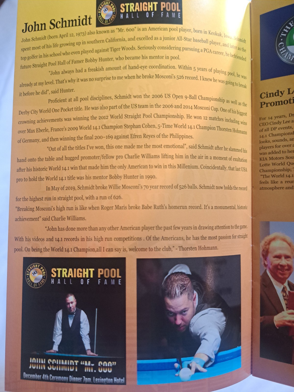 World 14.1 Championship 2019 Program Straight Pool 12 Pages Billiards