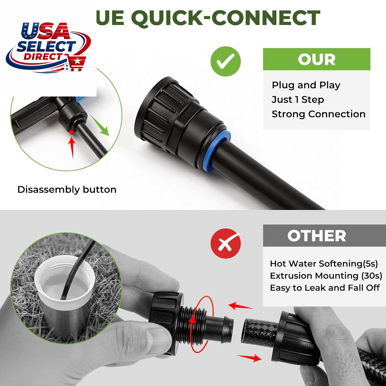 100FT Drip Irrigation System Kit, Quick Connect Garden Watering