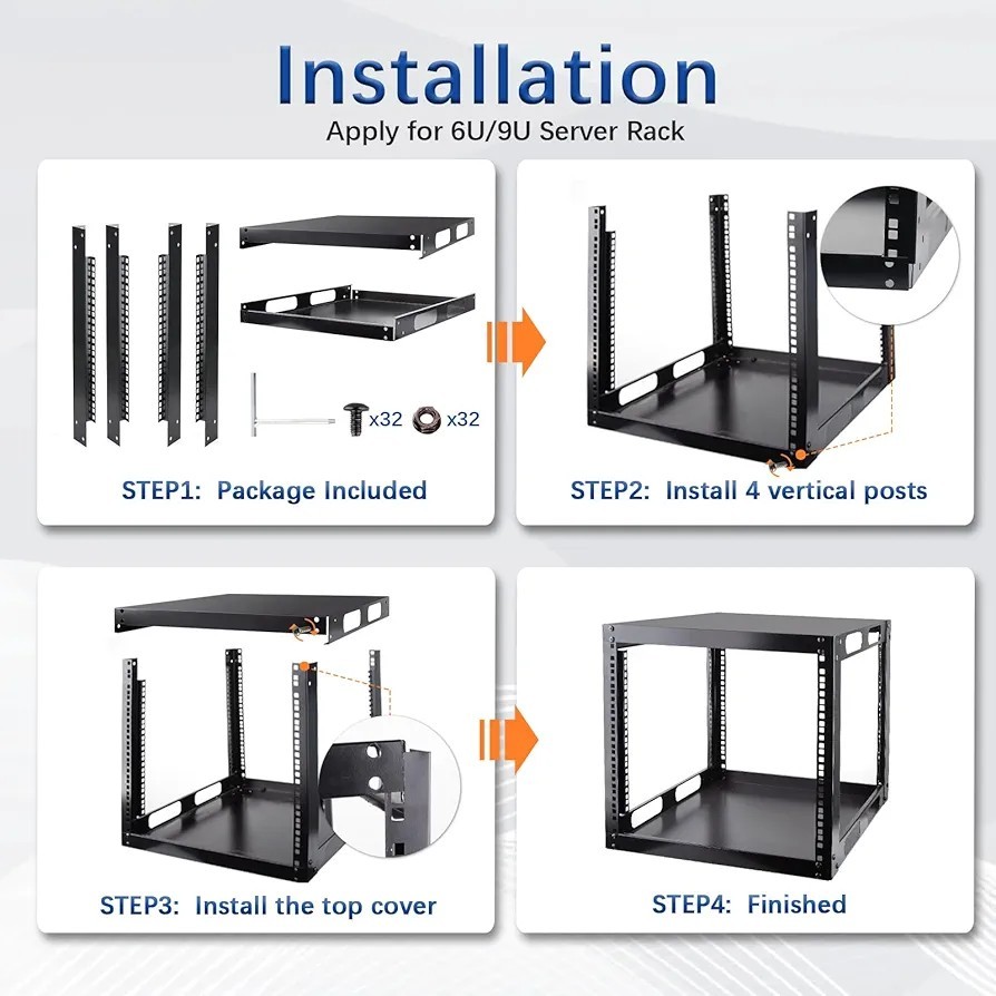 9U Open Frame Network Rack Free Standing Network Server Rack