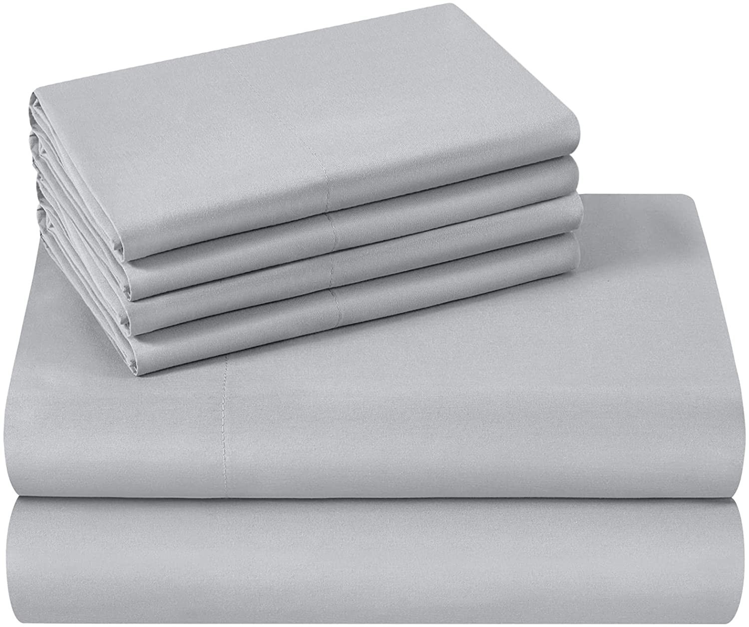 Microfiber 100% Polyester 4 piece Full Sheet Set, Light Gray