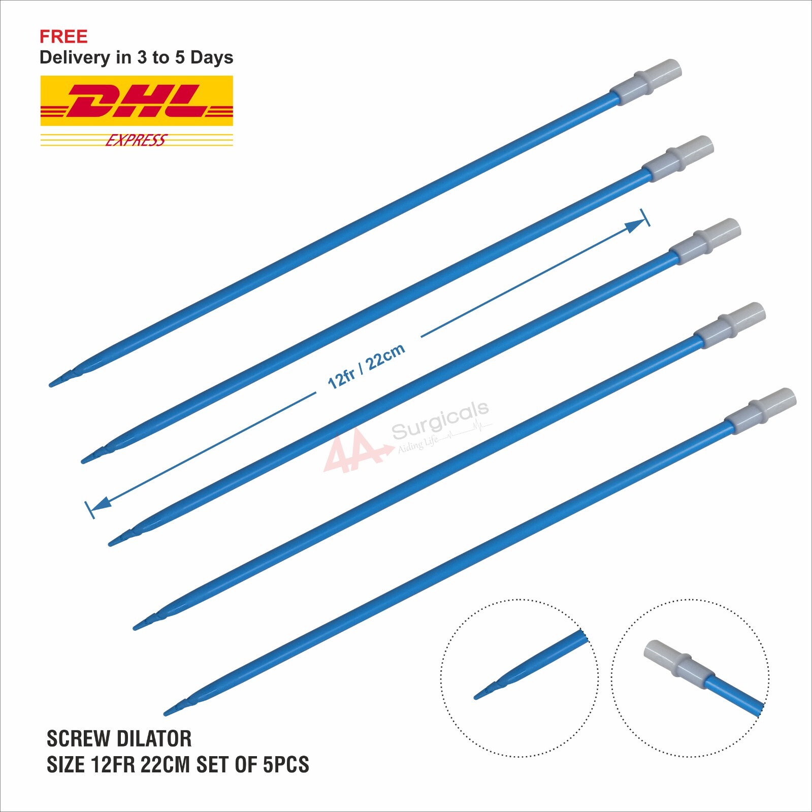 4A Screw Dilator Size 12Fr 22cm Set Of 5pcs