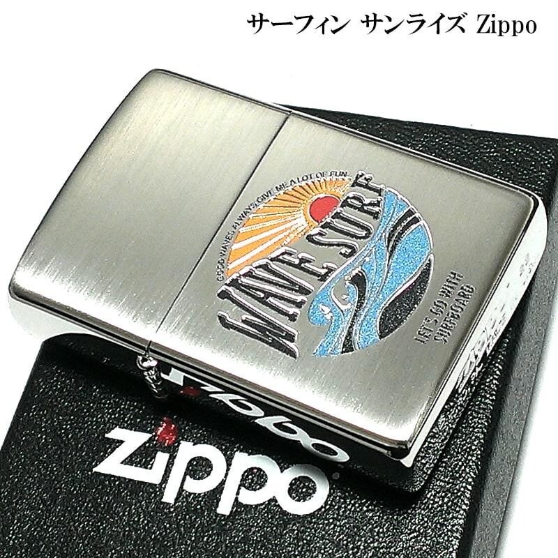 Zippo Oil Lighter Surfing Sunrise Silver Brass Regular Case Japan