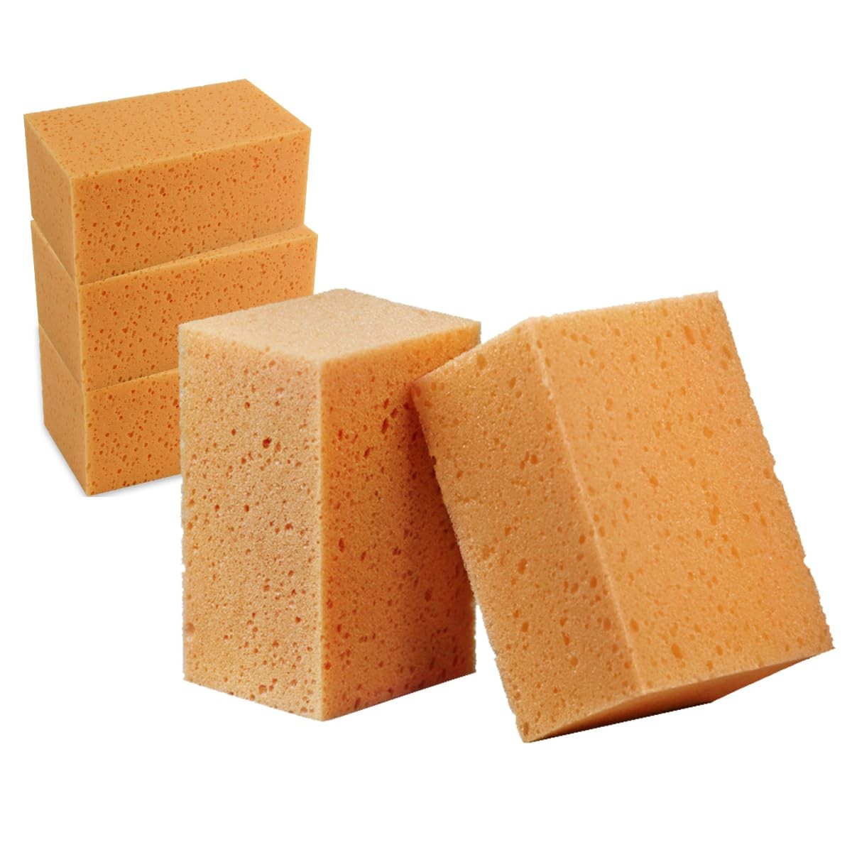 SHMZK 5PCS Car Wash Sponges, 8.5"×4.4"×3.5" Large Extra Soft Coral Non Coffee