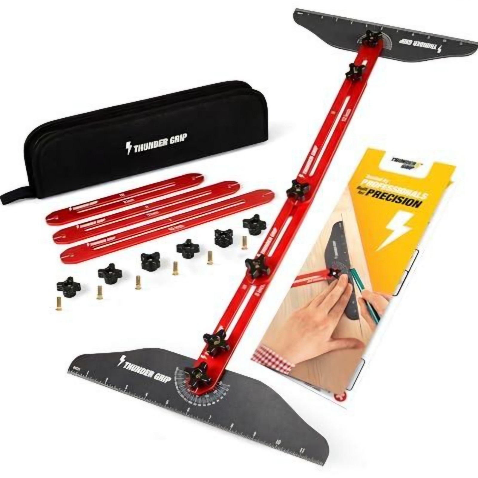 Thunder Grip Stair Tread Template Tool – Deep RED - Adjustable Stairs Jig Tool &