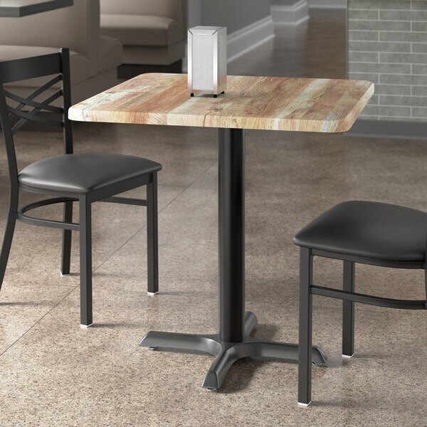 30'' Square Restaurant Table Top with Barnwood Laminate Top Finish