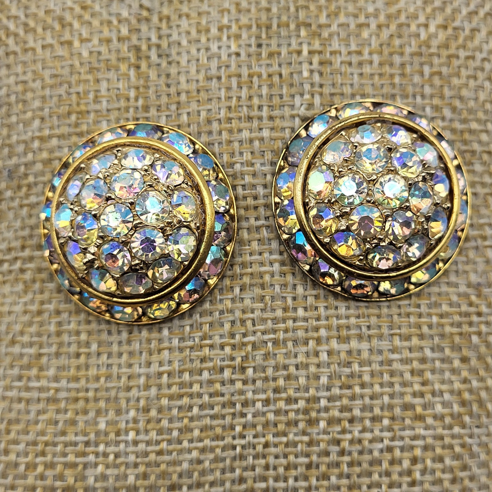 Beautiful AB rhinestone stud earrings regal bride fairy Easter spring