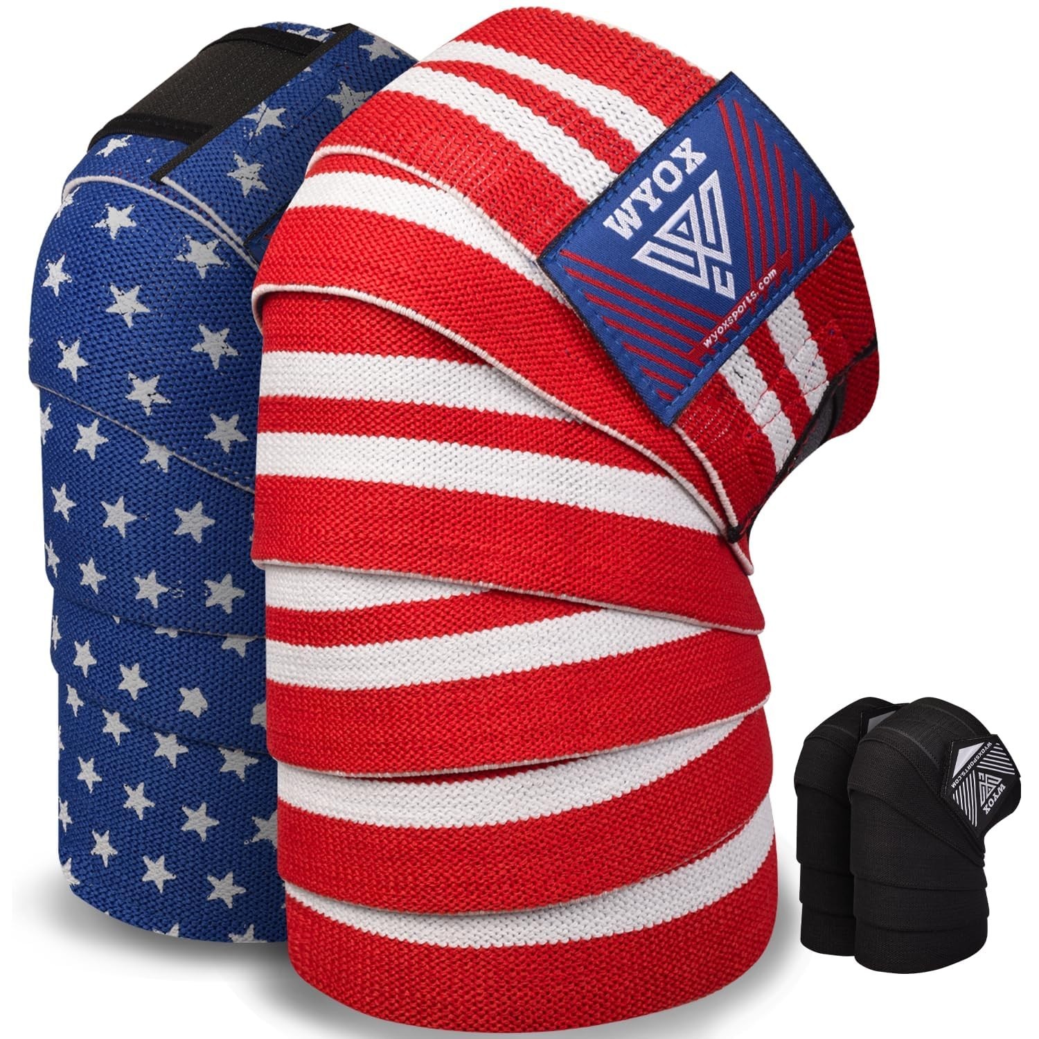 Knee Wraps (Pair) with Strap for Squats, Weightlifting, Powerlifting, Leg Pre...