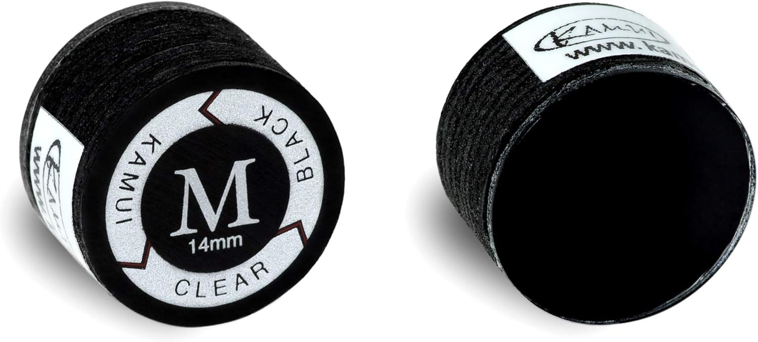 Medium Black Laminated Billiards Cue Tip - 14mm for Consistent Control