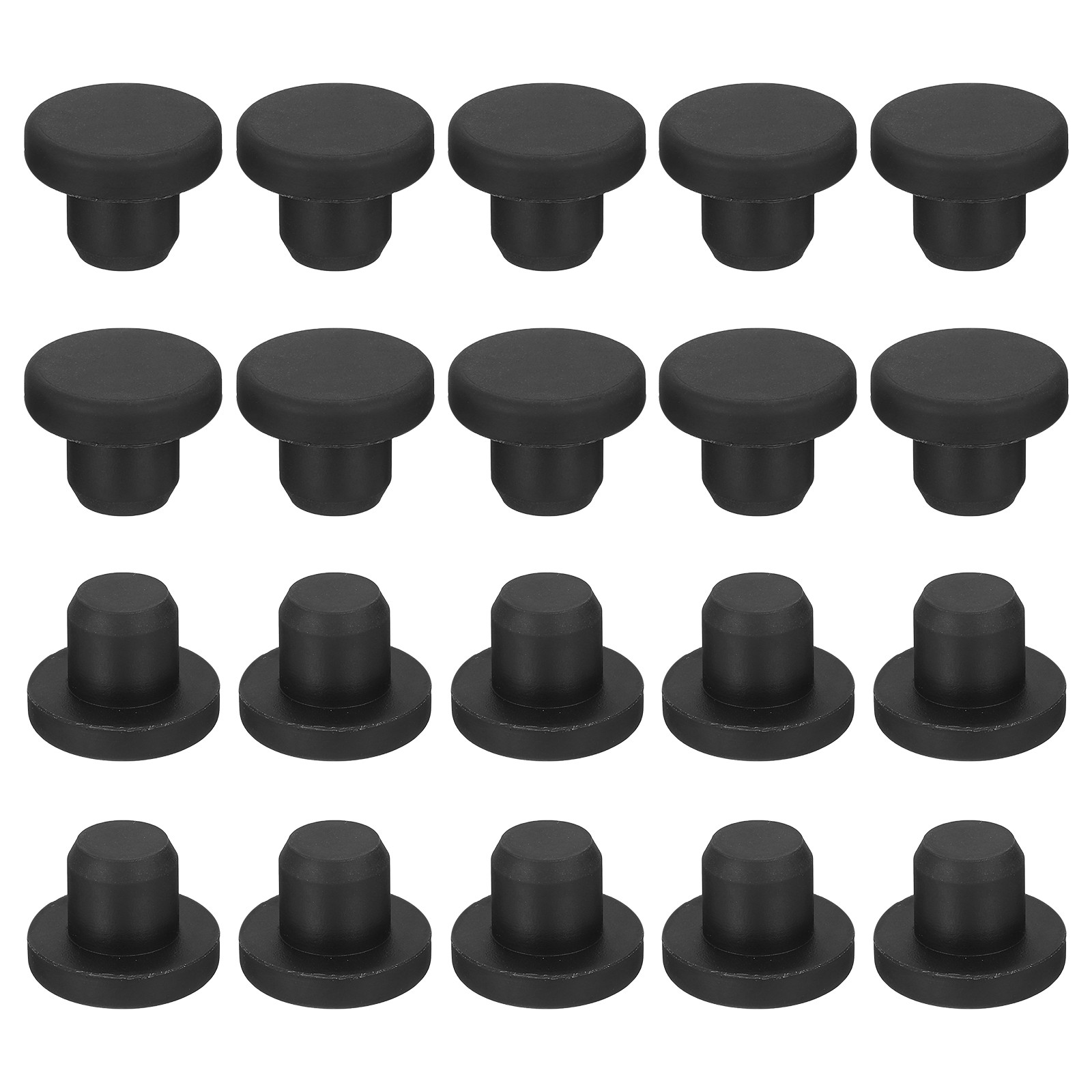 20-Pack Black Rubber Stopper Plug, 11mm Plug Hole for 10.5-10.8mm/0.4-0.43" Hole