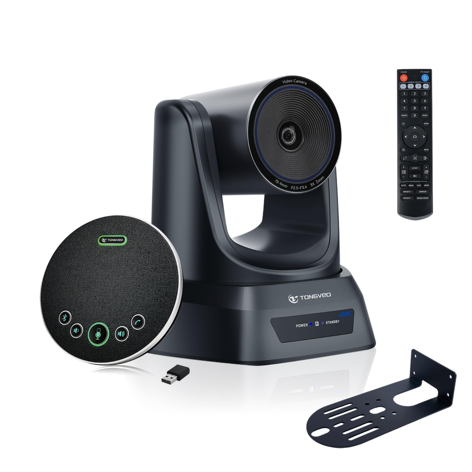 TONGVEO Conference Room Camera System 4K UHD 3X Optical Zoom 93° Ultra-Wide FoV