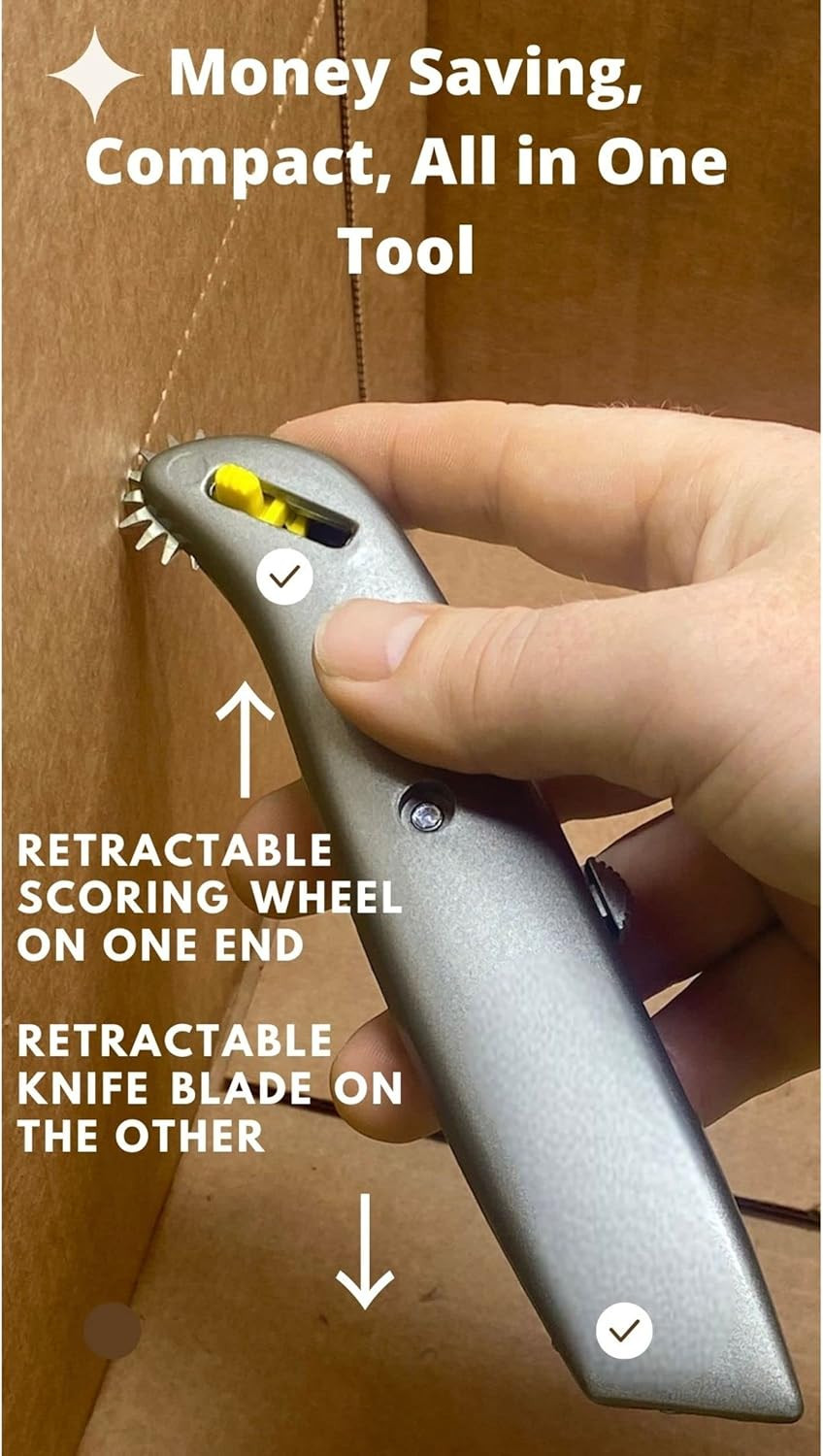 Box Resizer Tool - Handheld Box Cutter with Preforated Scoring Wheel to Reduce C