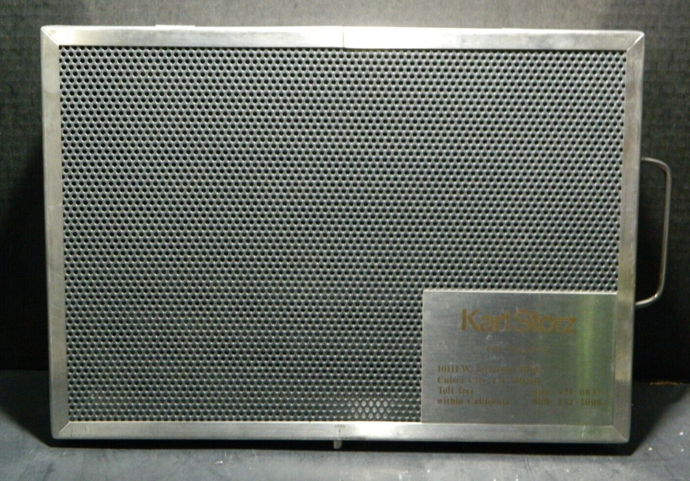 Karl Storz Stainless Steel Sterilizing Hinged Box w/ Handles 3.75"x15.75"x11 Exc