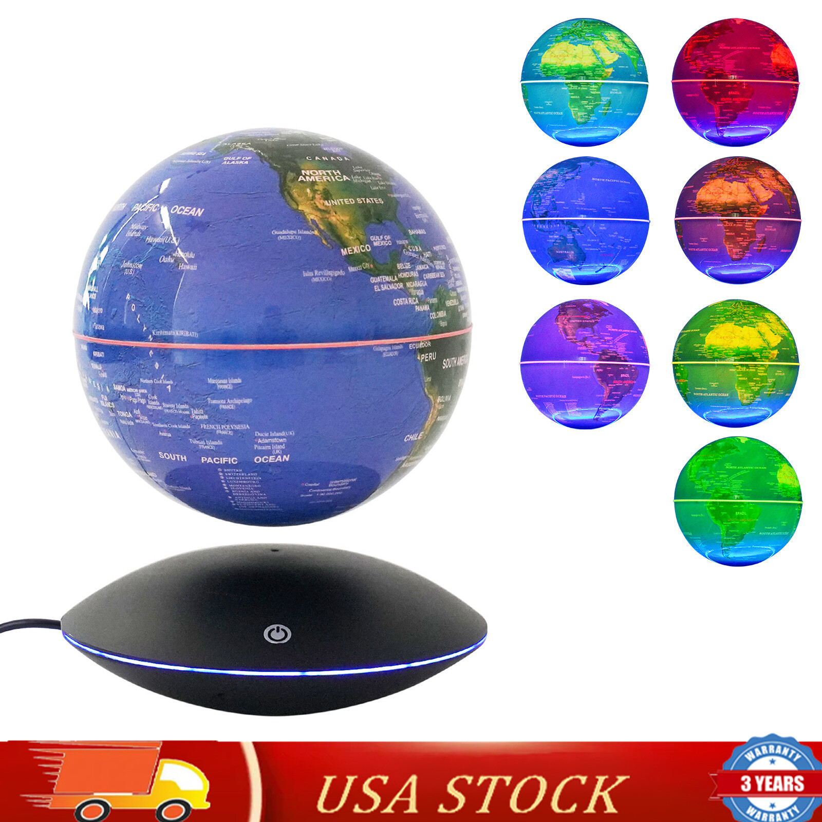 LED Globe Magnetic Levitation Floating Globe Light World Map Rotating Night Lamp