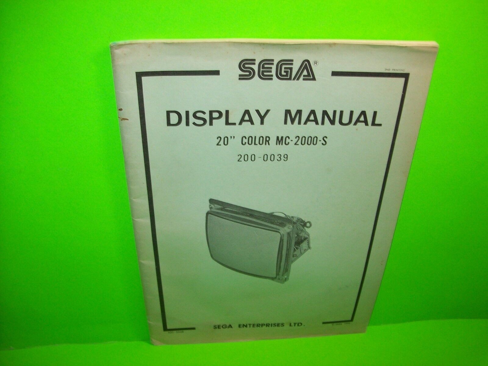 Sega 20" Display Arcade Game Color MC-2000 TV Monitor Service Manual 200-0039