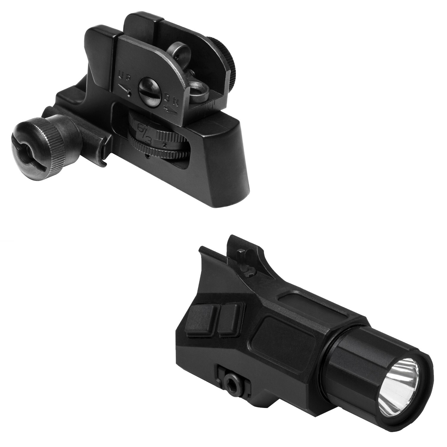 VISM Tactical LED Light w/ Front + Rear Aiming Sight fits Ruger 5.7 LC Carbine