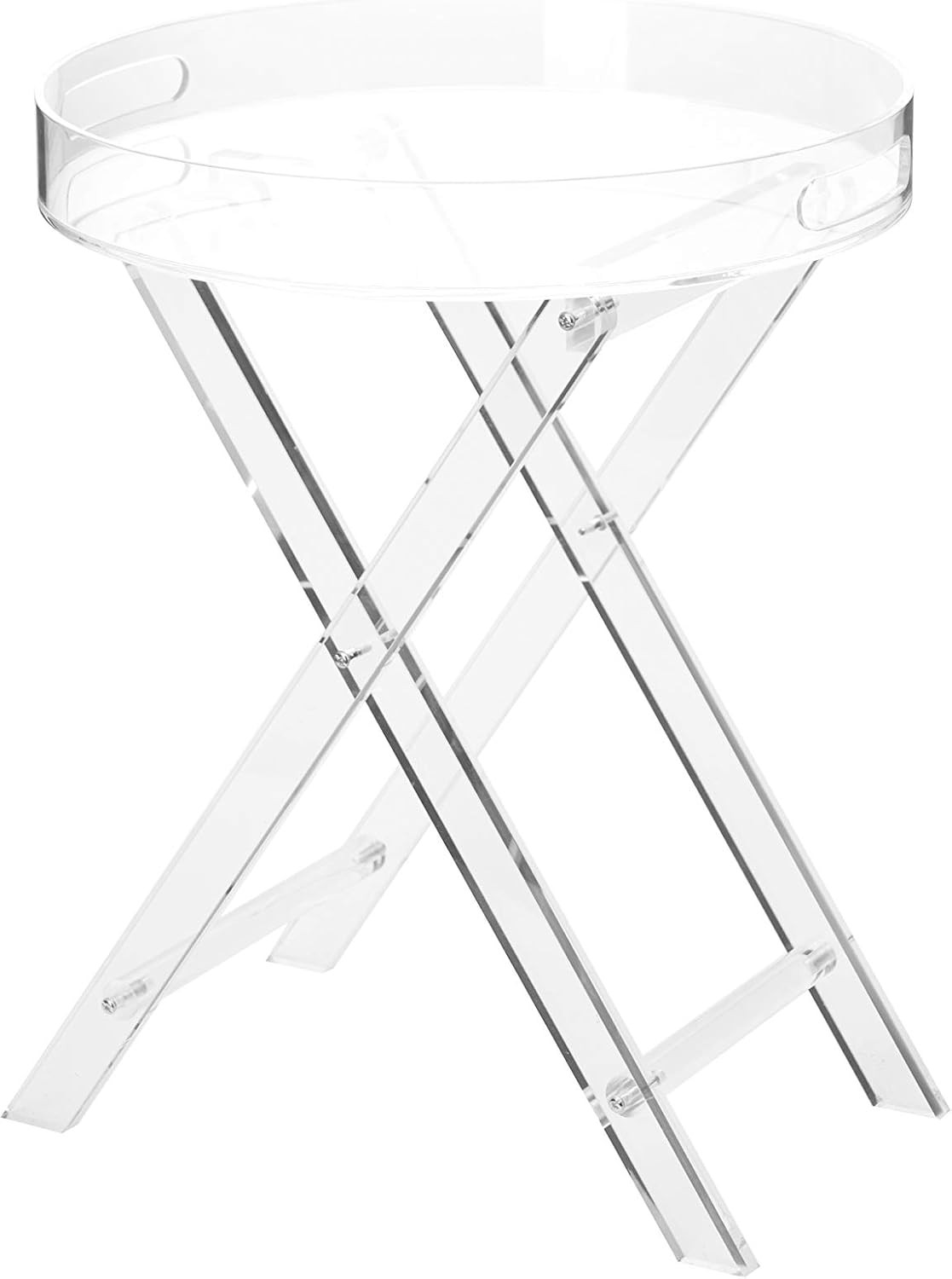 Clear Acrylic Small Folding Table,Round Tray Drink Table,For Office, Nightstand