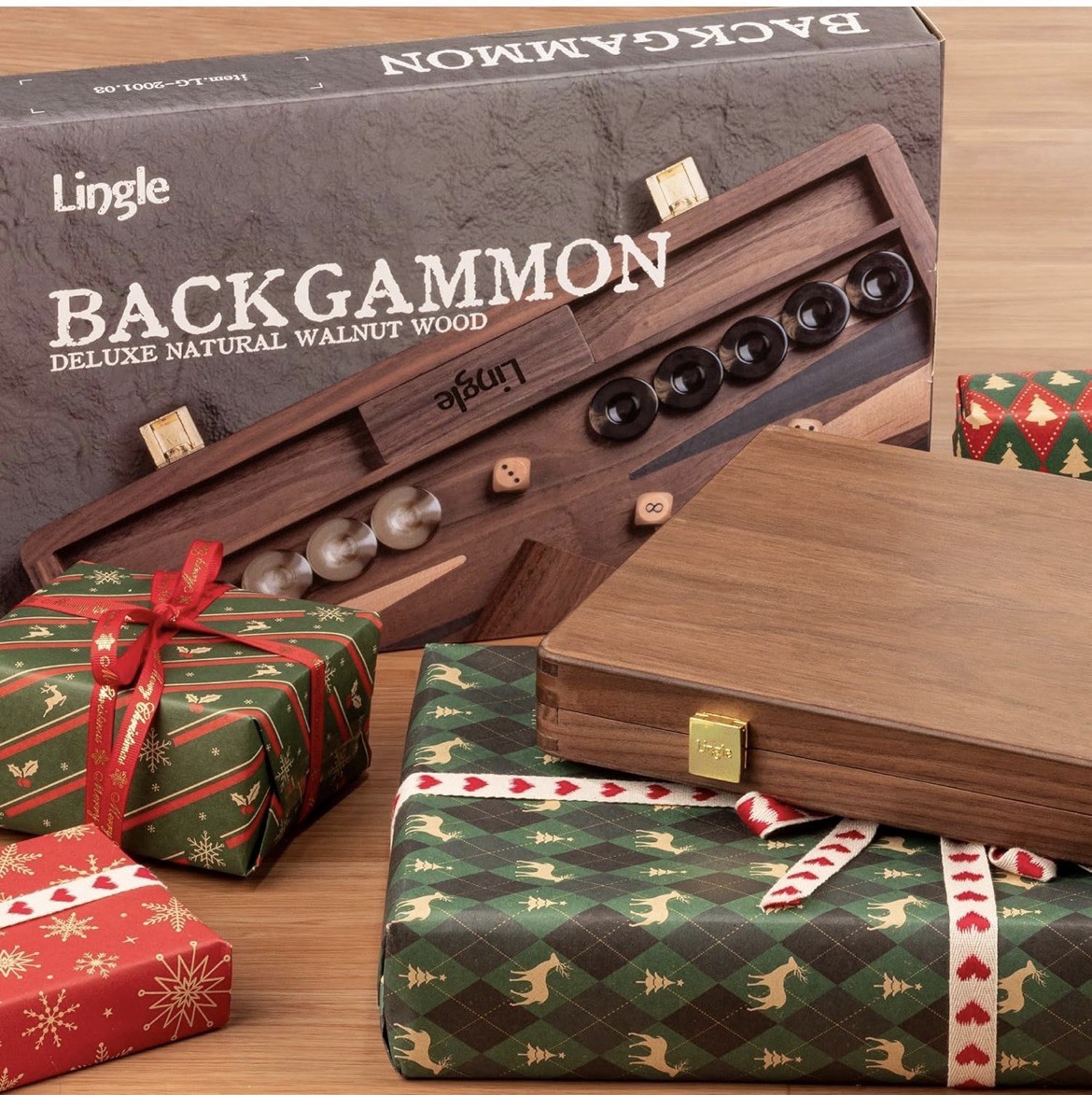 5” Premium Natural Walnut Folding Backgammon Sets for Adults and Kids