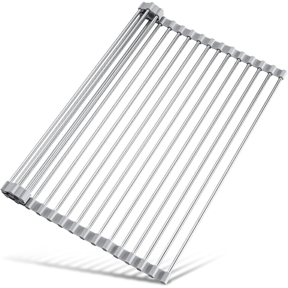 Foldable Stainless Steel Over Sink Dish Drying Rack, 17.7x15.5 Inch Sink Cover