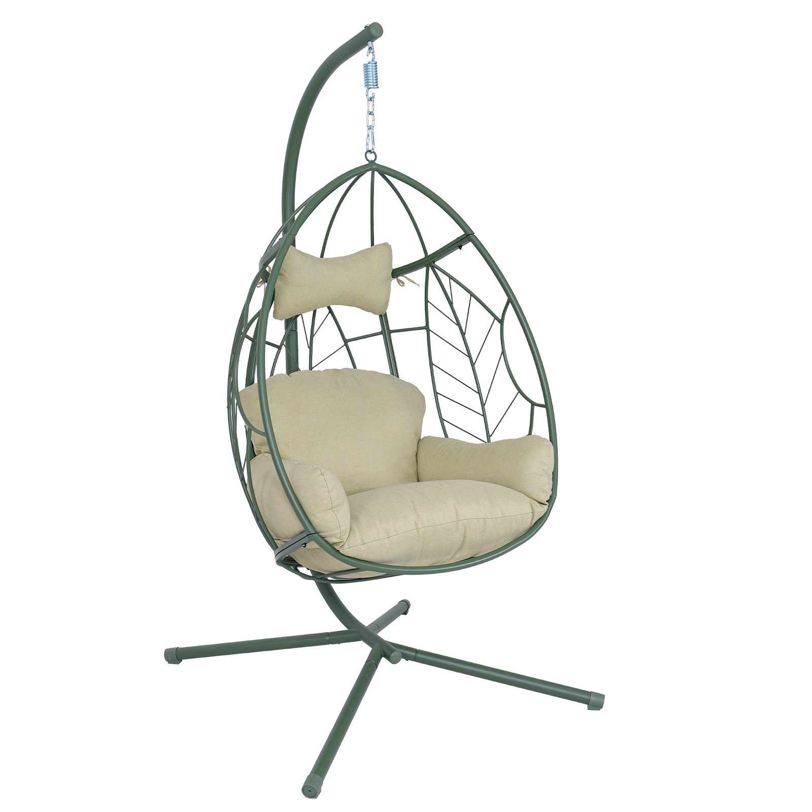 Hanging Egg Chair Metal Swing Chair with Stand Indoor Outdoor Hammock Chair