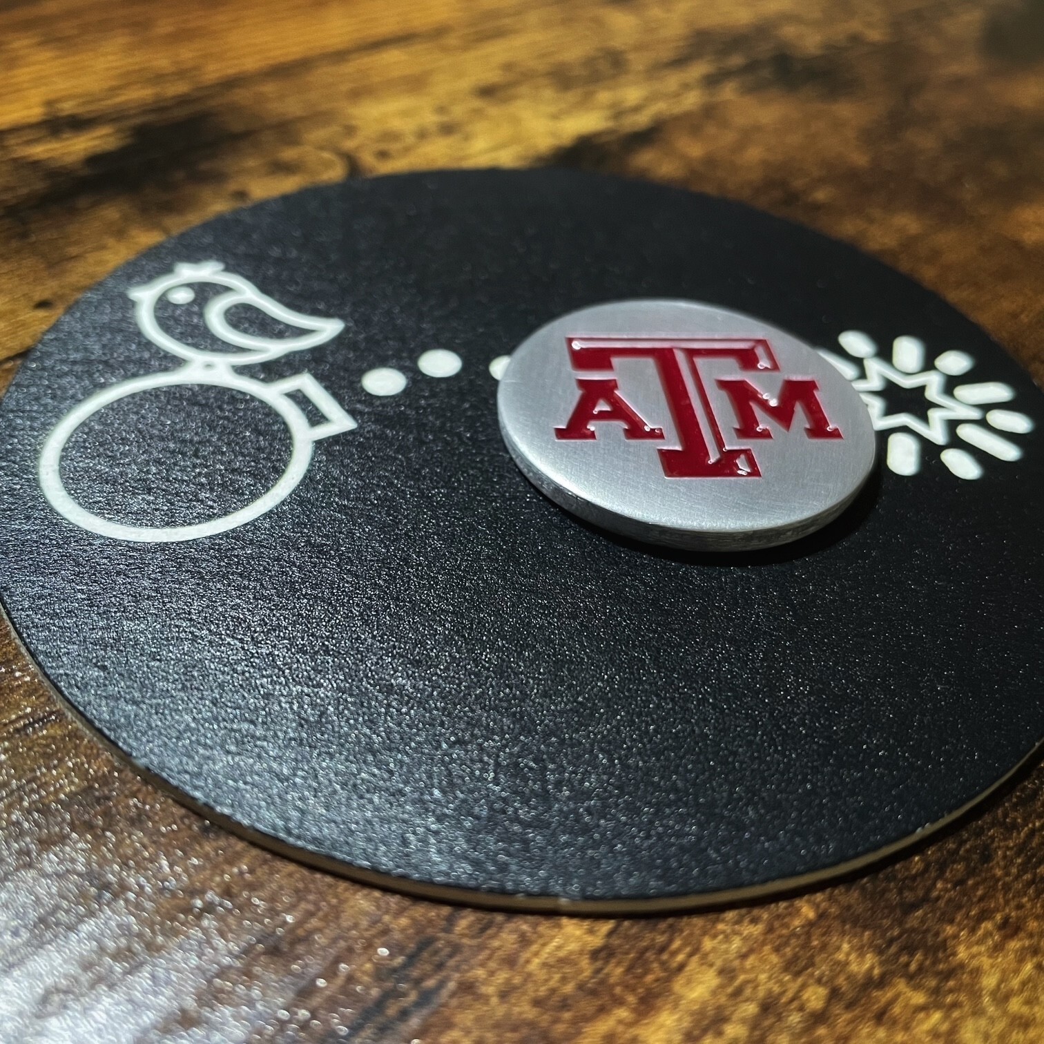 TEXAS A&M Logo 1.5” Laser Engraved Custom Aluminum Golf Ball Marker!