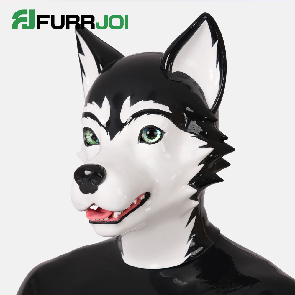 Furrjoi Silicone Husky Dog Hood Furry Fetish Realistic Pet Play Headwear Mask