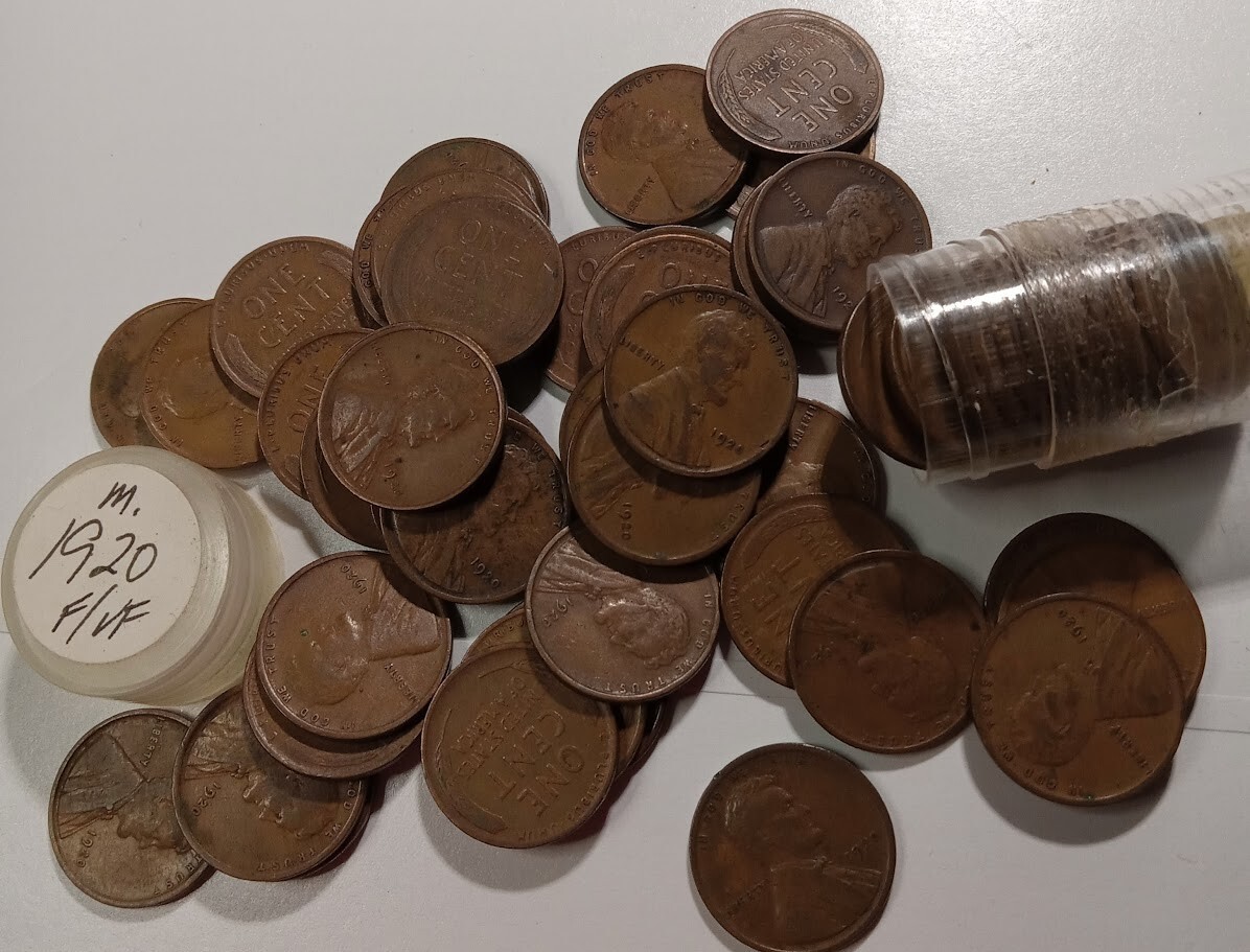1920 Roll Lincoln cents (50) Fine to Very Fine Condition