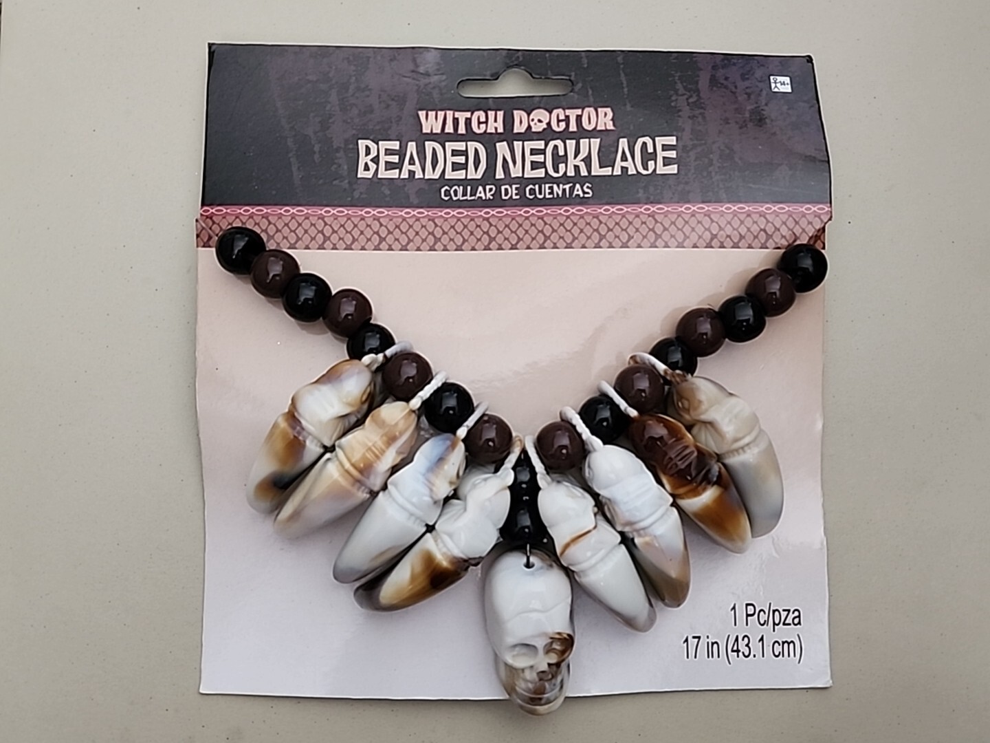 Witch Doctor Necklace Tooth Fancy Dress Up Halloween Adult Costume Accessory