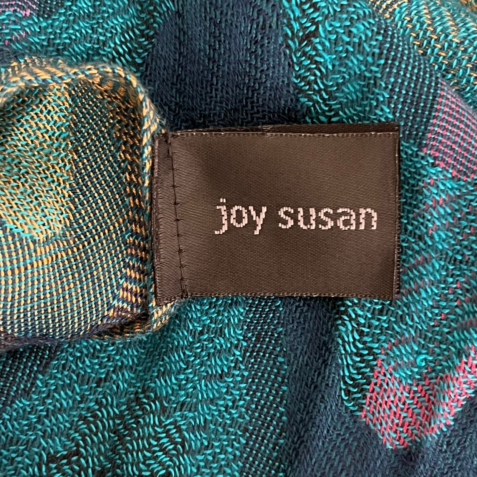 Joy Susan Sheer Scarf Colorful Blue Purple Artsy Fringe Boho Wrap Pashmina