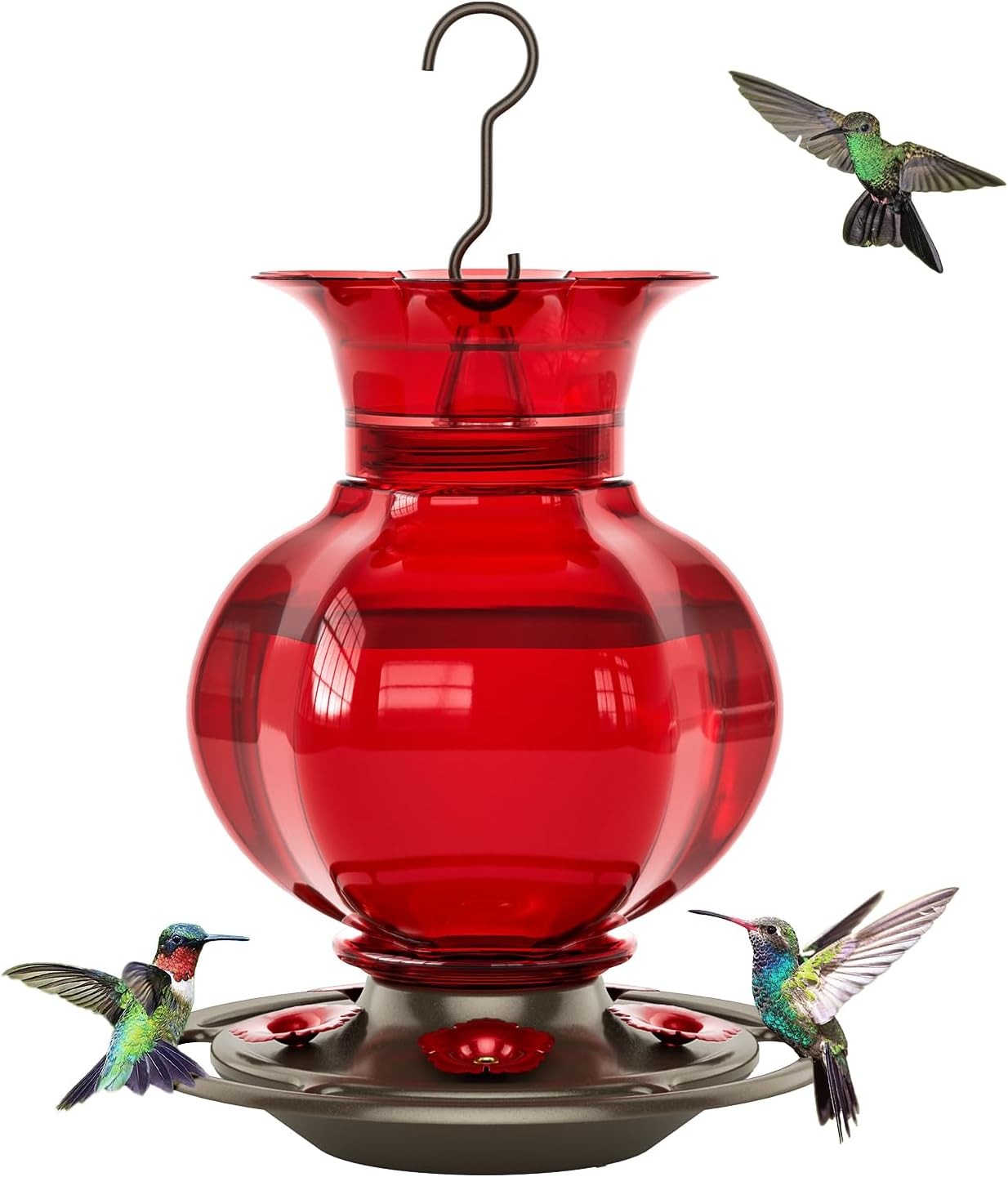Auslar Hummingbird Feeder, Red Glass Feeders for Outdoors