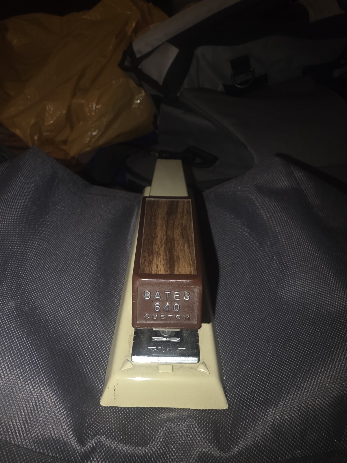 Vintage Bates 640 Custom Stapler Faux Wood Grain Beige Office Stapler Works USA