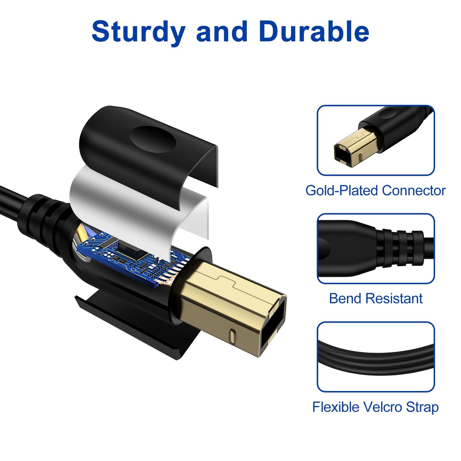 USB Printer Cable 6FT Type A to Type B Printing Cable, High-Speed Print Cord ...