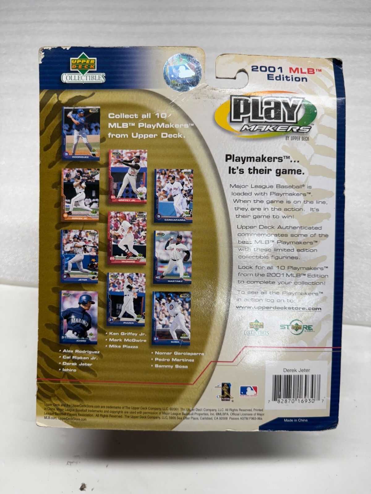 2001 MLB Edition N.Y. Upper Deck Play Makers Derek Jeter Bobblehead and Card
