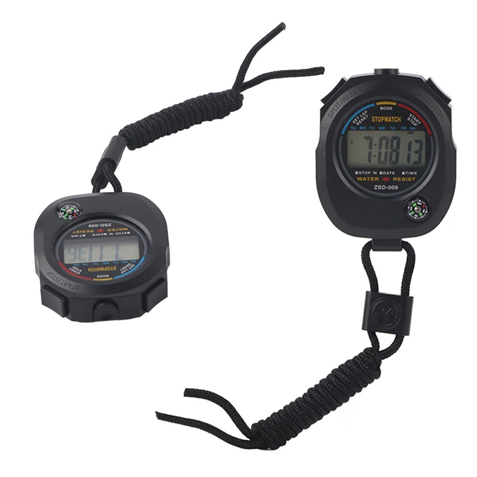 2 PCS Multifunctional Handheld Digital LCD Stopwatch Timer for Sports/Running
