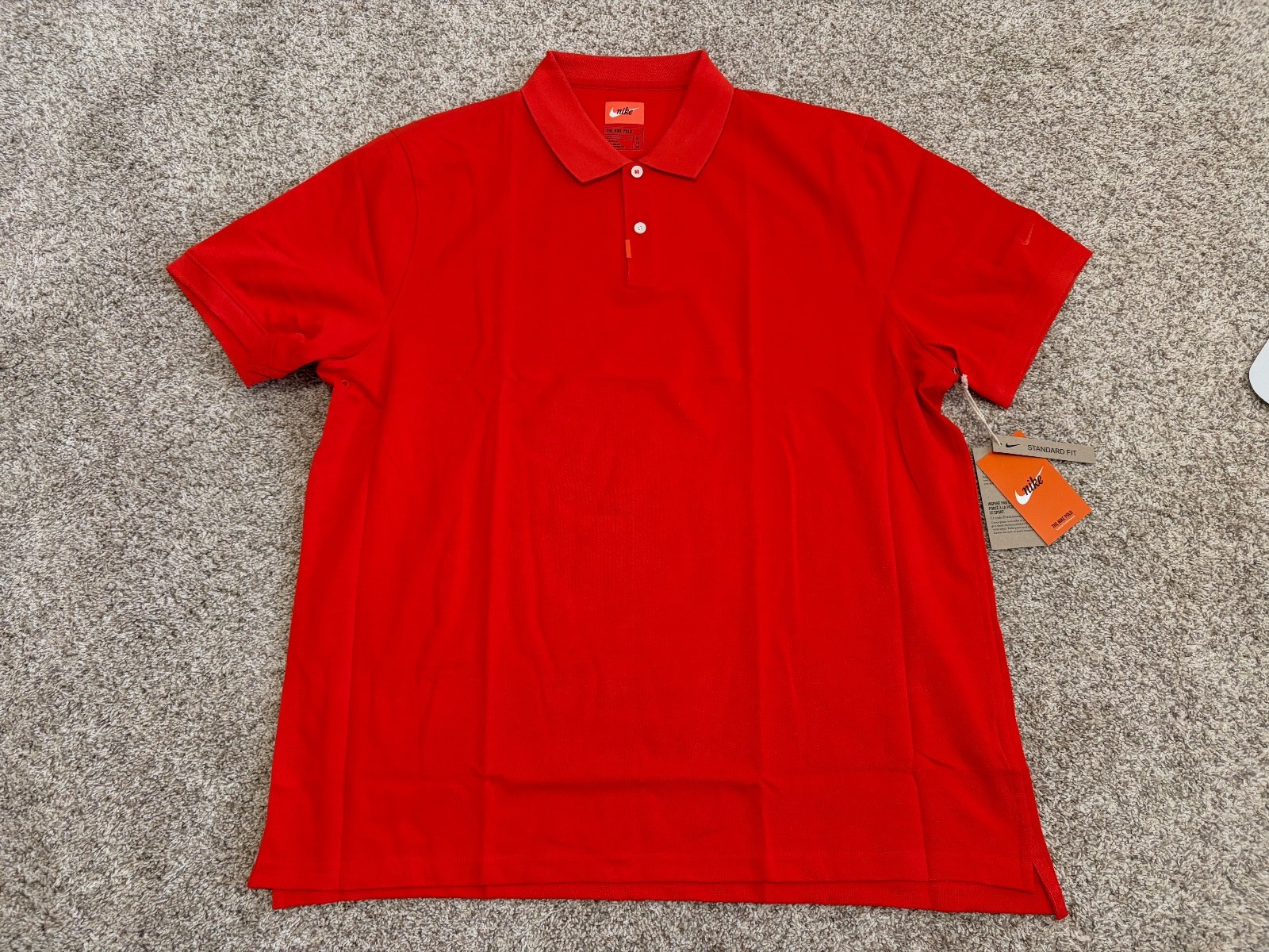 New Nike Mens Orange Red Polo Golf Shirt Top XL