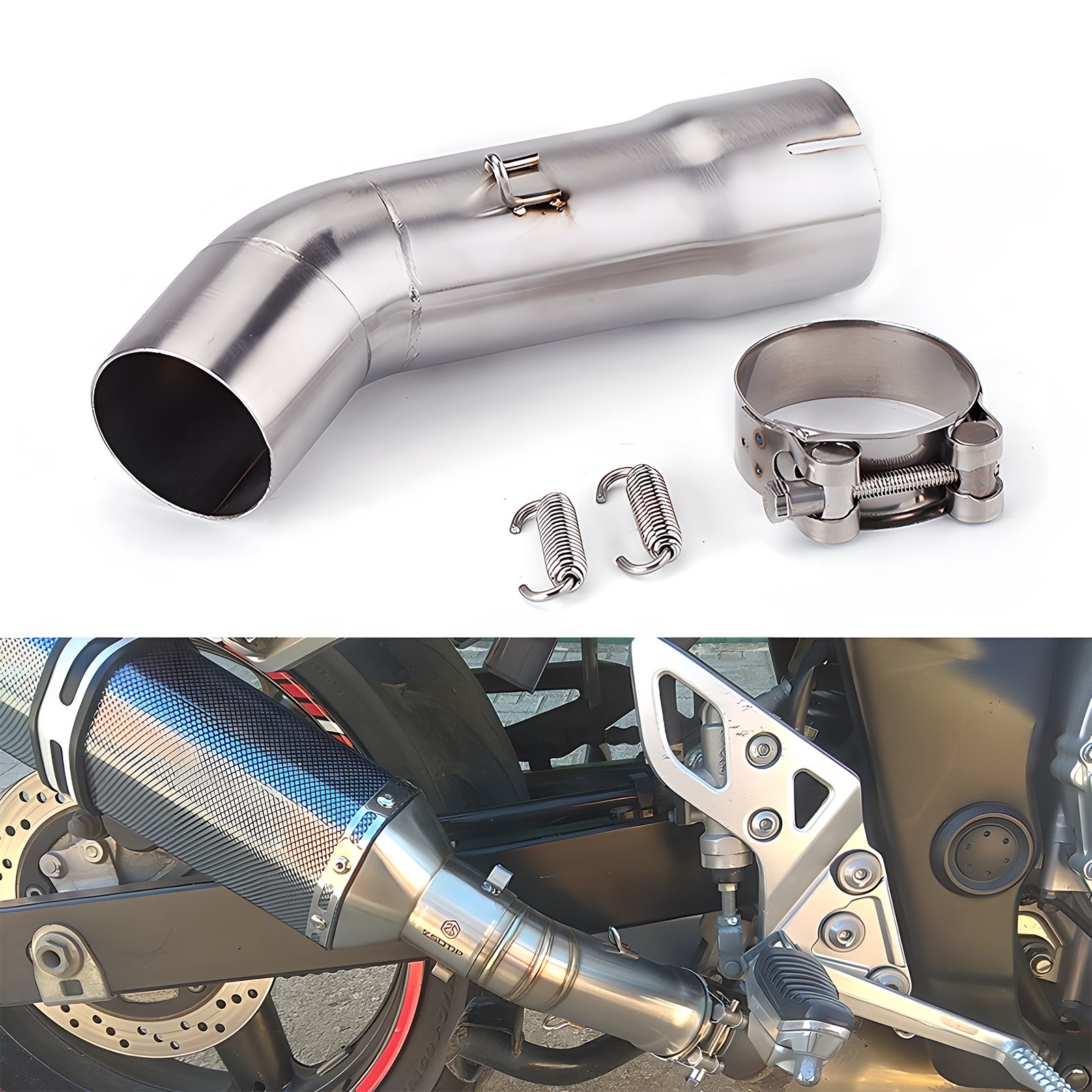51mm Motorcycle Exhaust Mid Link Pipe For Yamaha FZ8 FZ8N 2010-2015