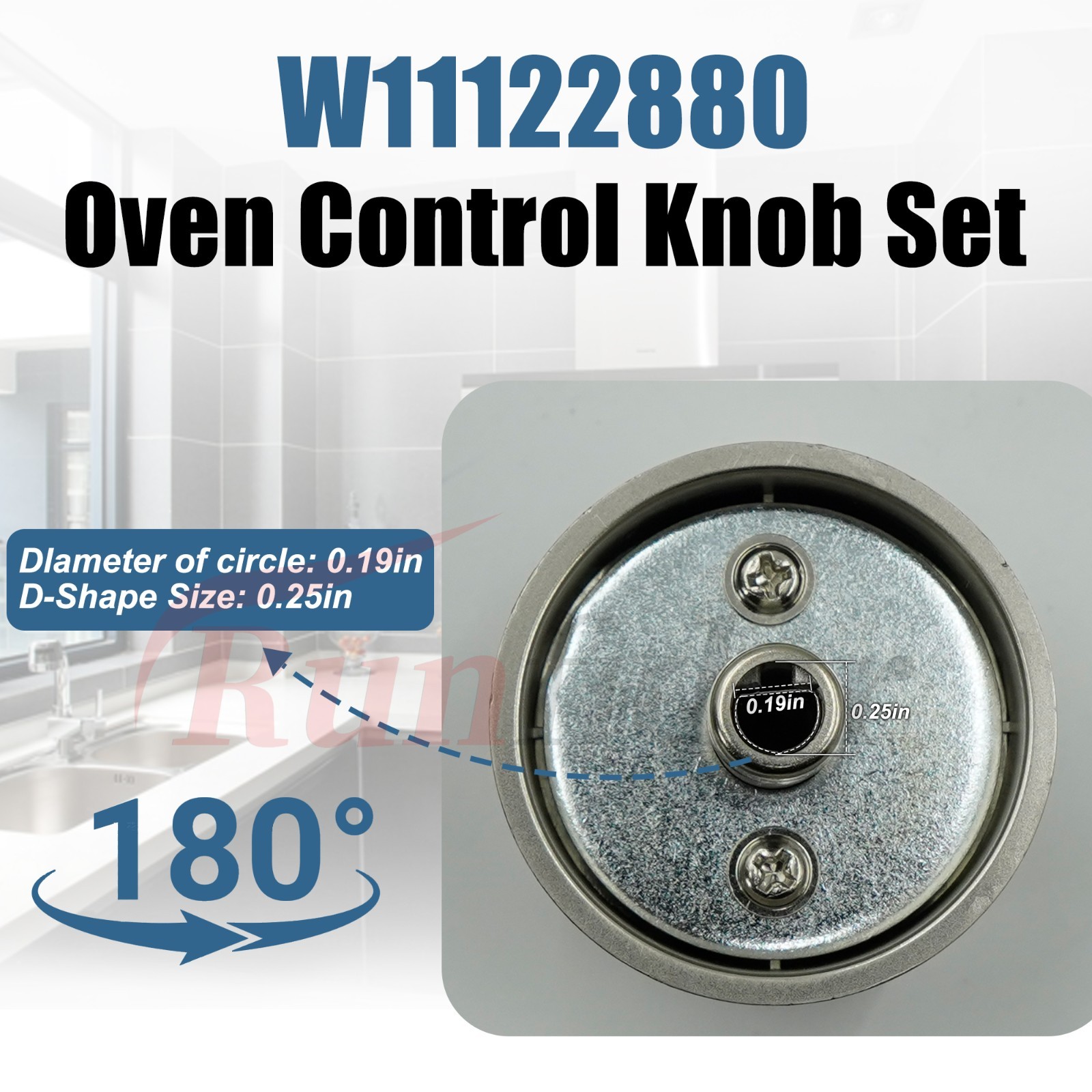 5‑Pack Oven Knobs for Whirlpool Gas Ranges – Repl. W11122880, Stainless & ABS