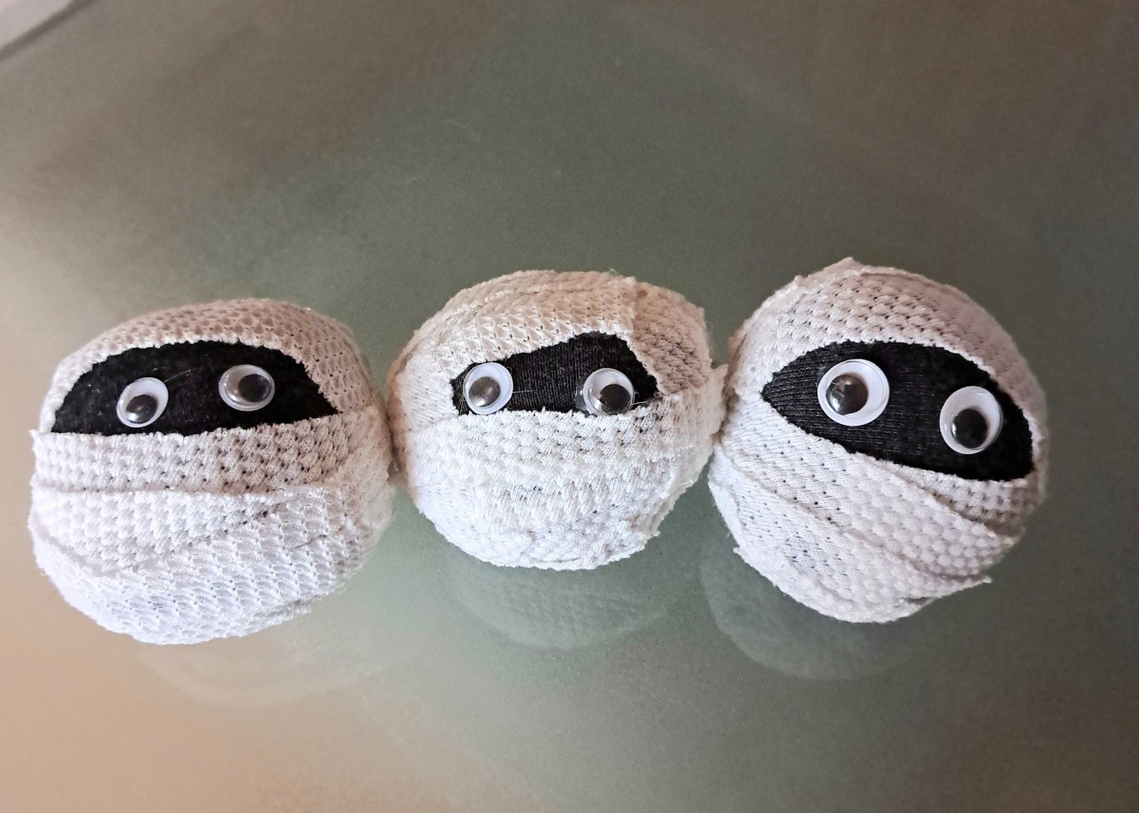 3 Mummy Heads 6" Around Handmade