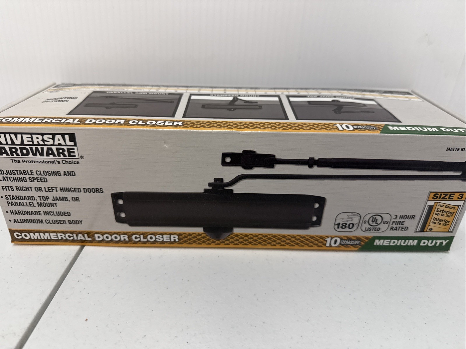 Universal Hardware Medium Duty Commercial Door Closer, Matte Black UH4053