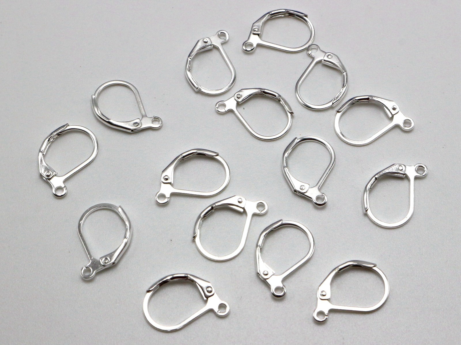 100 Silver Plated French Lever Back Earwire Ear Wire Earring Hook with Hoop