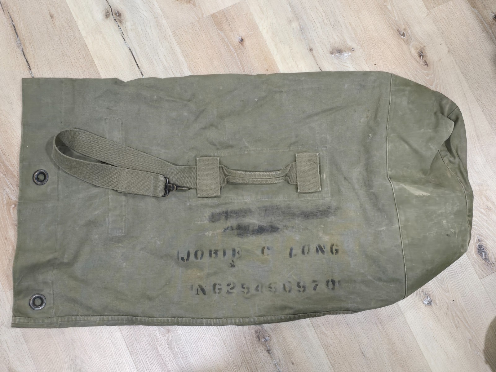 US Military Vietnam Era Canvas Duffel Bag Sea Bag Barracks Stenciled Name