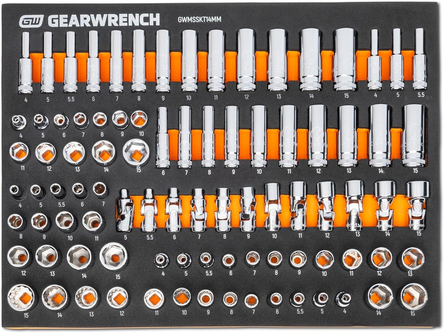 GEARWRENCH 89 Piece 1/4” Drive Master Metric Socket Set in Foam Storage Tray