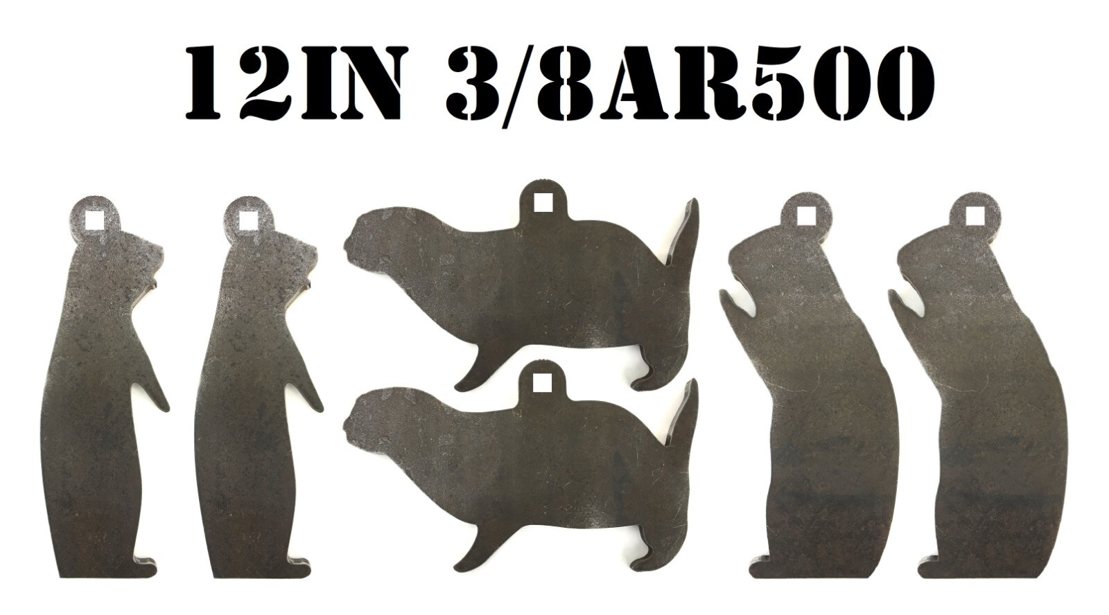 12" Steel Shooting Targets - 3/8" AR500 Prairie Dog Animal Silhouette Hanger 6pc
