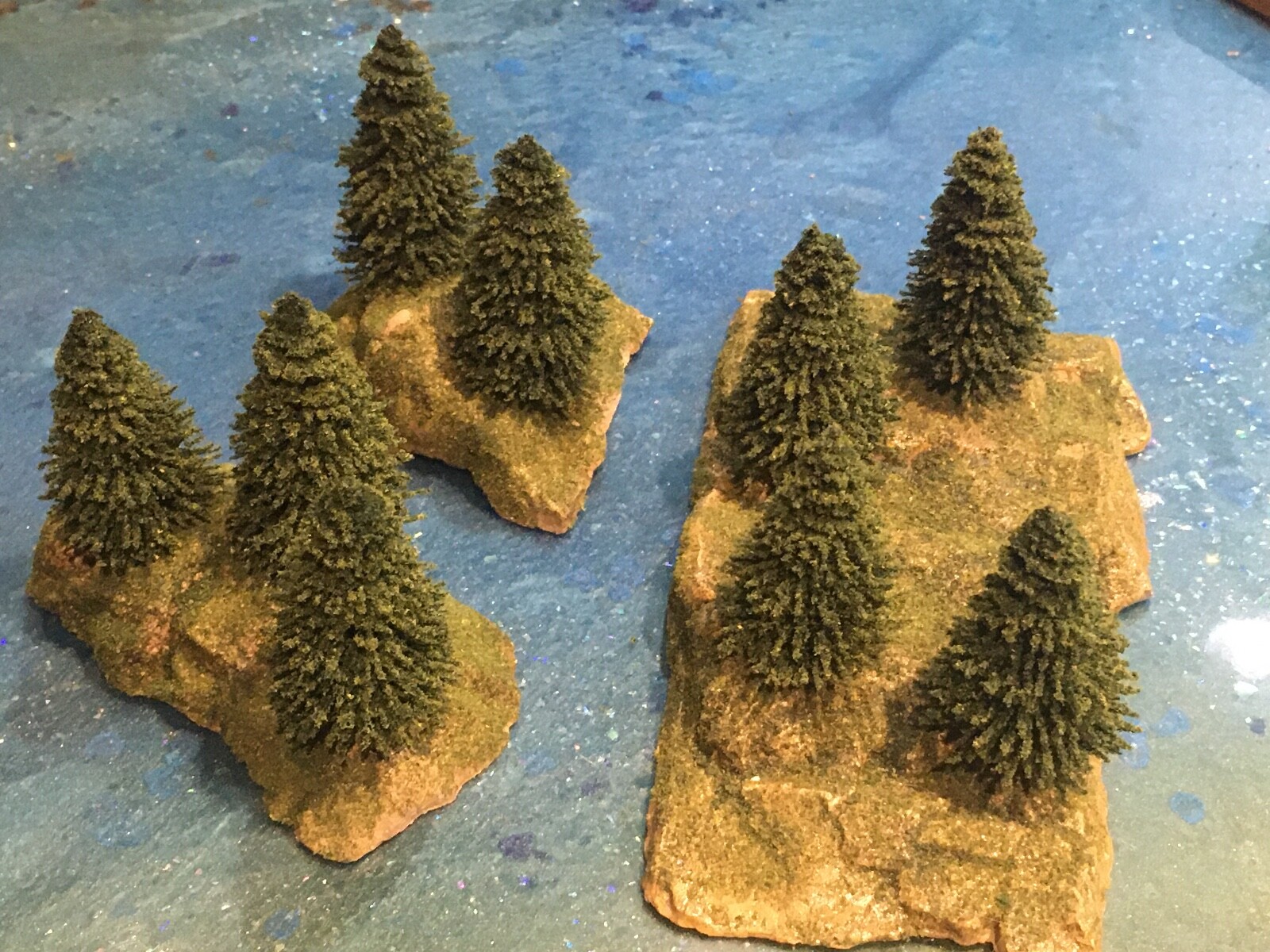 N,HO Scale Layout Scenic Diorama Accessories , 3X Hills w/9 Trees ,New