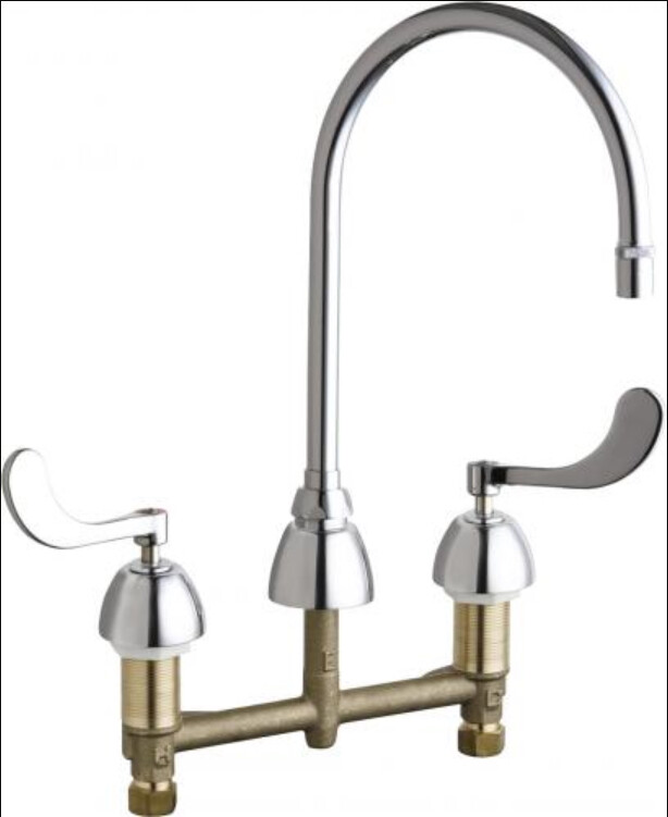 Chicago Faucets 786-E36XKABCP Deck-Mounted 1.5 GPM Faucet 8" Centers Gooseneck
